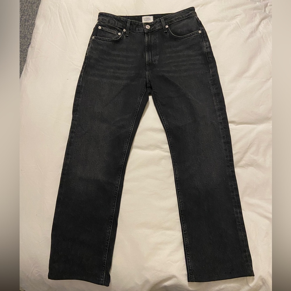 Citizens of Humanity Washed Black Straight Leg Jeans